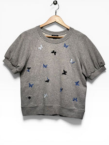 Kate Spade, Light Grey, SS, Puff Lsv, Crew Neck, Blue Butterfly embroi –  Here We Go Again deluxe resale boutique