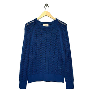 Wilfred Women Size Medium Blue Fan Knit Merino Blend Sweater