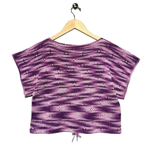 No Label Women Size Small Purple Crochet Cotton Cropped Knit Top